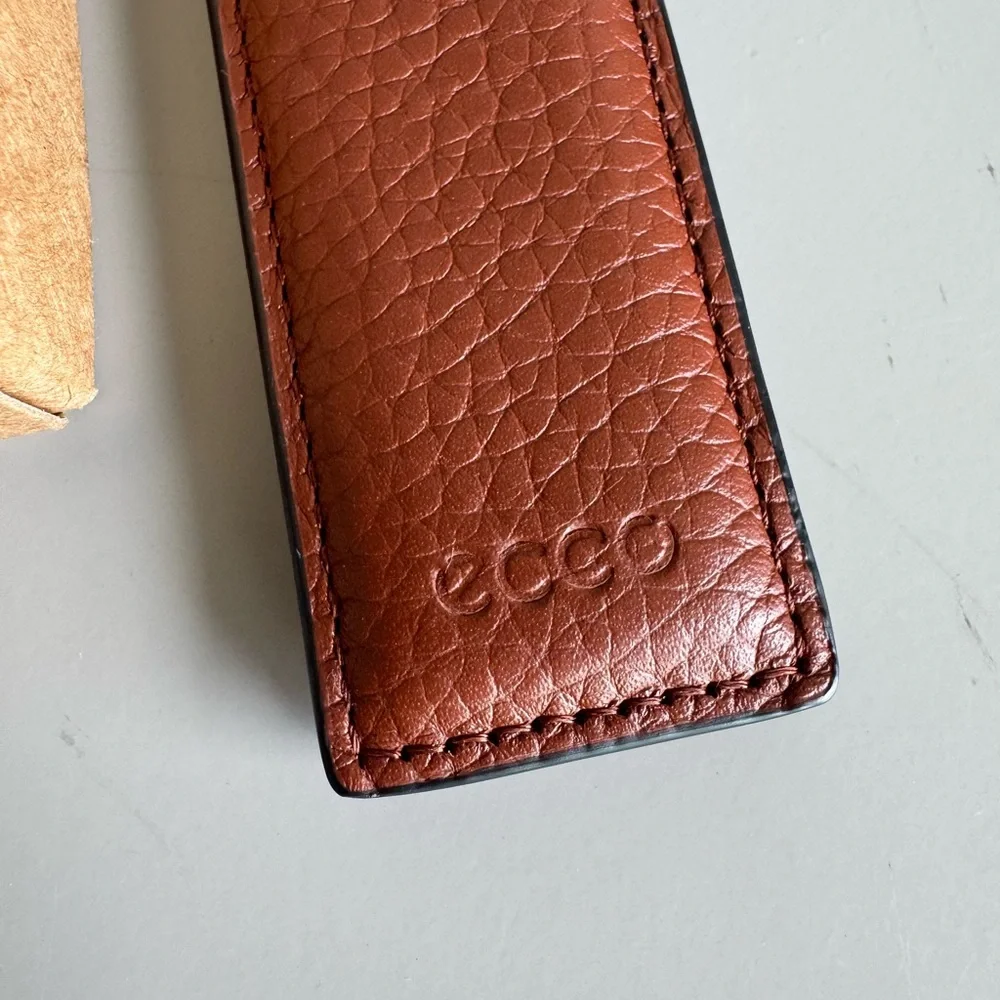 Ecco Brown Leather Wallet Money Clip with Textured Finish NWT